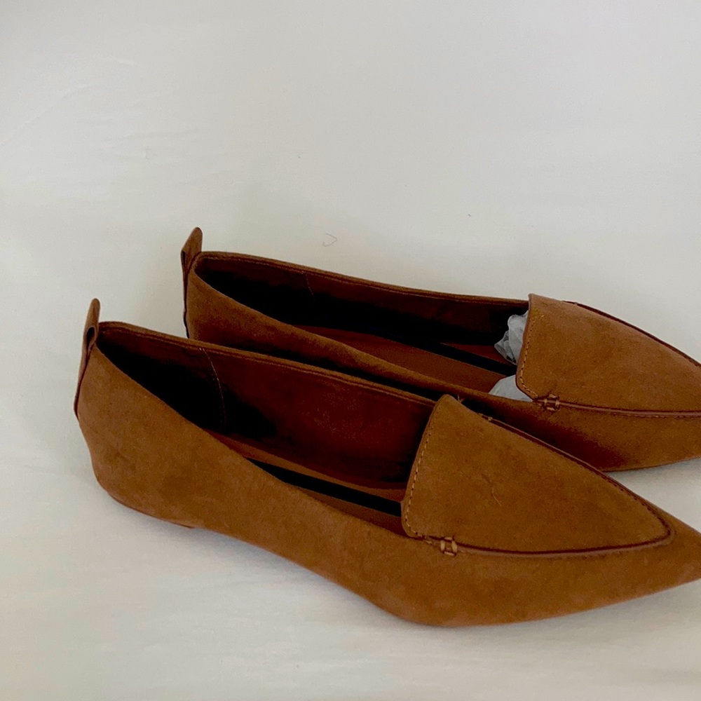 Emmy Camel Suede Pointed Loafers